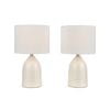 Tsai Bloom Table Lamp Set Of 2, Handmade Ceramic With Linen Shade – Ivory
