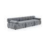 Foret 3 Seater Sofa Modular Arm Tufted Velvet Lounge Couch Chaise Light Grey