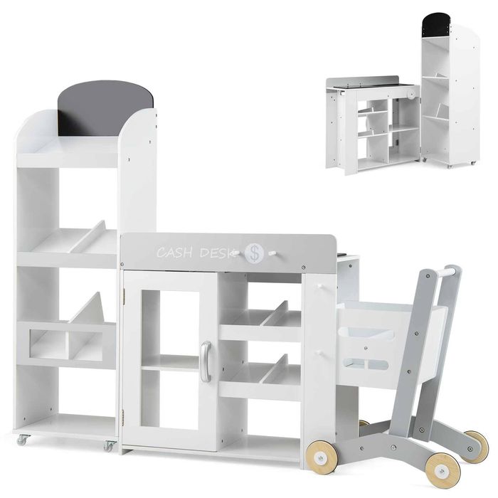 Costway Grocery Store Playset Pretend Supermarket Checkout Stand Gift