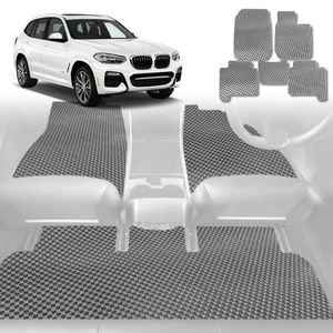 6D Diamond Car Floor Mats for BMW X3 2018-Current-Full Set-Grey-Outback GT