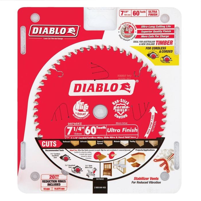 Diablo 184mm 60 Teeth Ultra Finish Cordless Circular Saw
