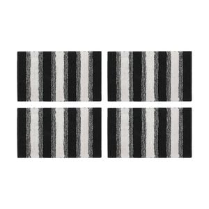 4pk Cdsi Lunasoft Tufted Stripe Bathmat Recycled Cotton Charcoal Grey 50x80cm
