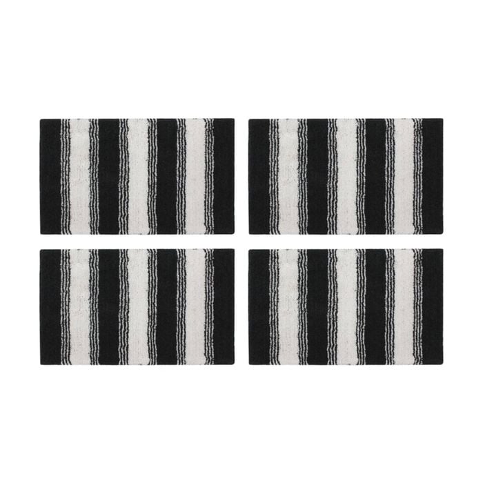4pk Cdsi Lunasoft Tufted Stripe Bathmat Recycled Cotton Charcoal Grey 50x80cm