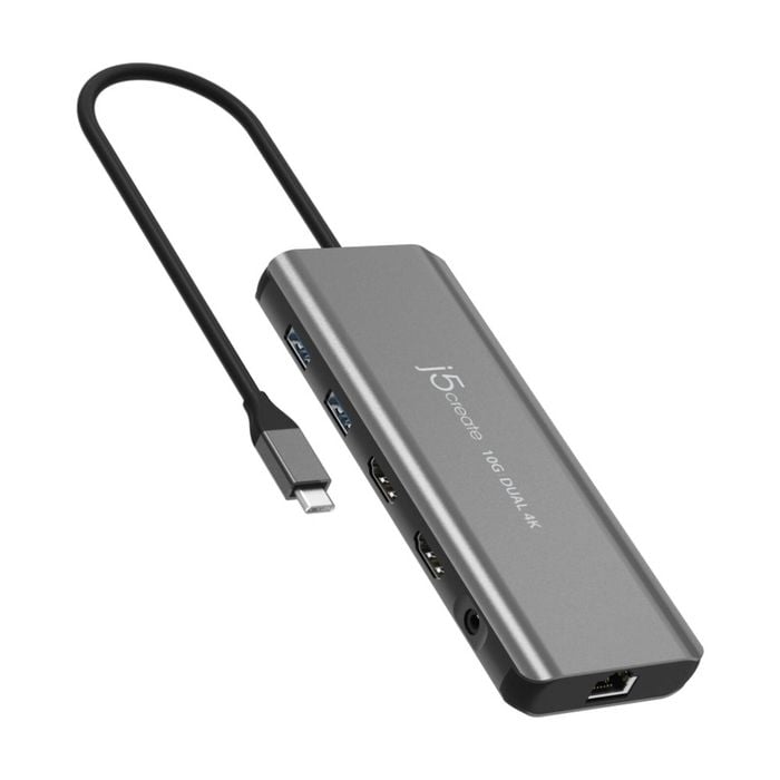 J5create 6 Port Pd Usb-c Dual 4k Hdmi Mini Dock W/ Gigabit Ethernet 10gbps 100w