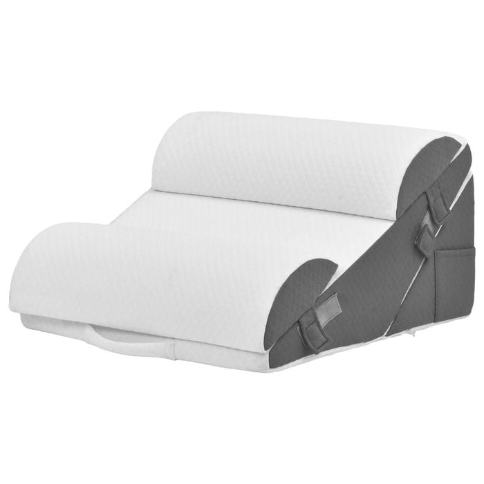 Advwin Bed Wedge Pillow Set Adjustable High-density Foam Reading Pillow Triangle White & Grey