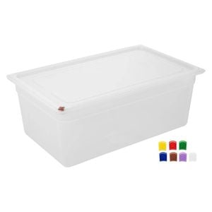 Hygiplas Click Polypropylene 1/1 Gn Container With Lid And 7 Colour Clips 200mm 25.6 ltr 2 Pack Storage Gastronorm Tray Fz088