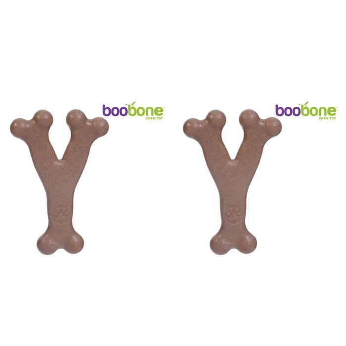 2x Paws & Claws BooBone Large Wishbone Chew Toy - Assorted Flavour