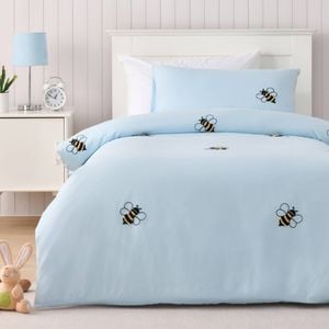 Jack & Ava Bumbly The Bee Embroidered Kids Quilt Cover Set Sky Single Bed