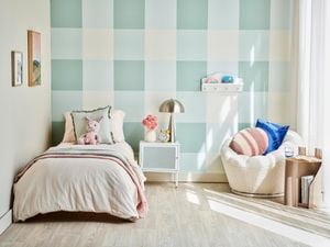 Nicely painted kid's bedroom.