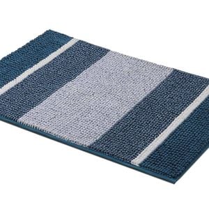 Smarcute 1 Piece (50x81cm) Striped Plush Chenille Bath Mat Bathroom Kitchen Rugs Moroccan Blue And White