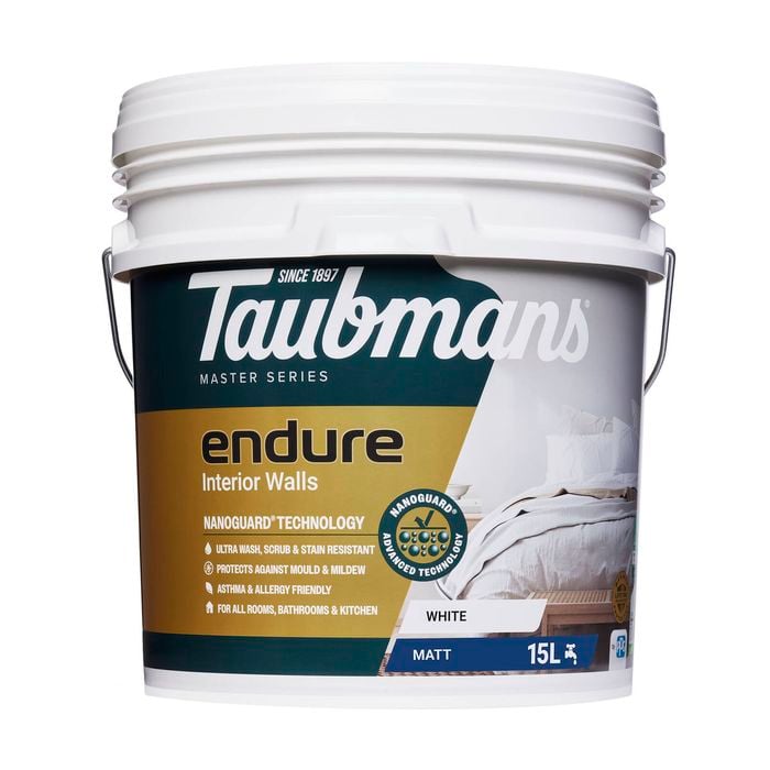 Taubmans 15L White Matt Endure Interior Walls Paint