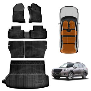 Floor Mats Boot Liner Set For Subaru Forester 5th Gen 2018-2025 With Subwoofer All Weather Heavy Duty Cargo Kick Back Seat
