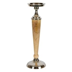 Belle Atlas Aluminium Wooden Candle Stick Holder Large 42cm - Natural