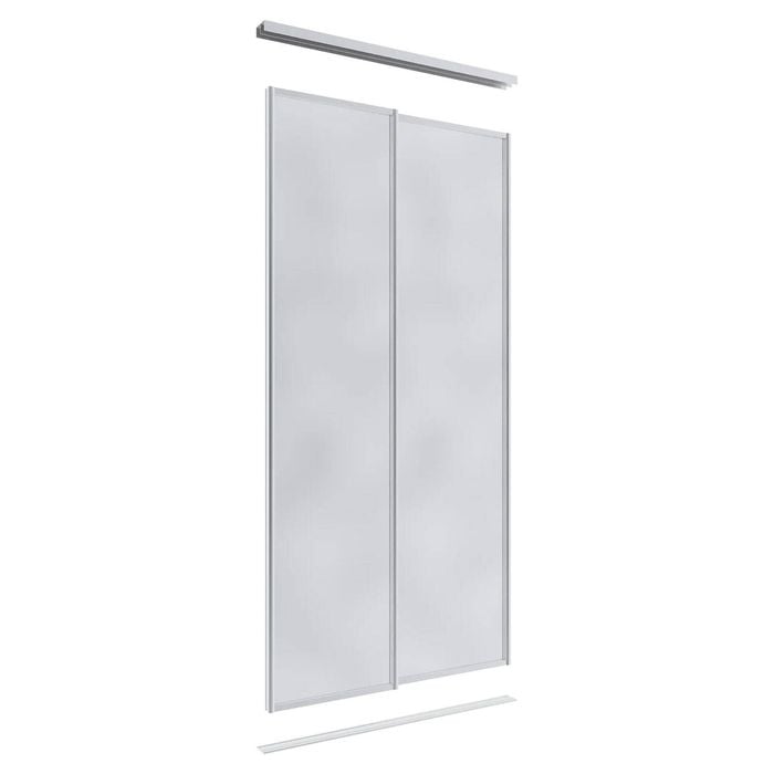 Lugna 2400 x 1200mm Clear Anodised Mirror Wardrobe Double Sliding Doors