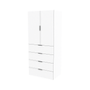 Lugna 2048 x 900 x 580mm White 3 Shelf 4 Drawers Double Door Storage Cabinet - White