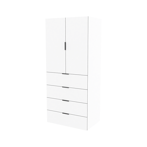 Lugna 2048 x 900 x 580mm White 3 Shelf 4 Drawers Double Door Storage Cabinet - White