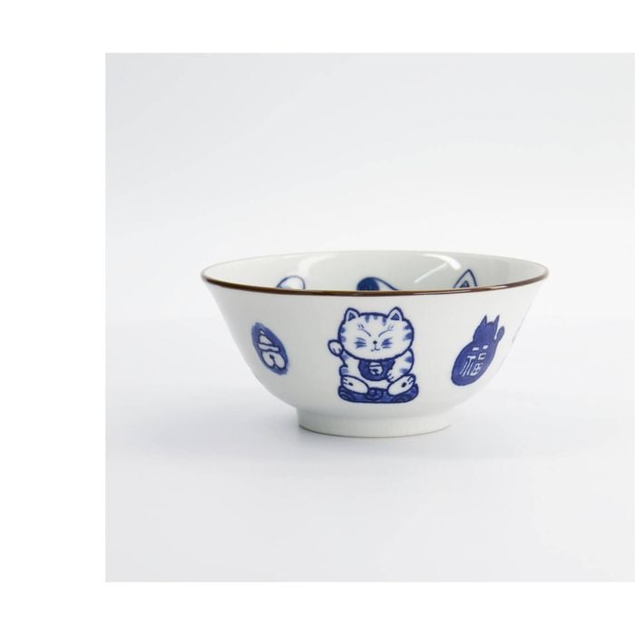 Tokyo Design Kawaii Cat Bowl Twin Porcelain Microwave Dishwasher Safe 15cm