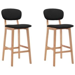 vidaXL 2x Bar Stools Black Fabric Pub Sitting Chair Seat