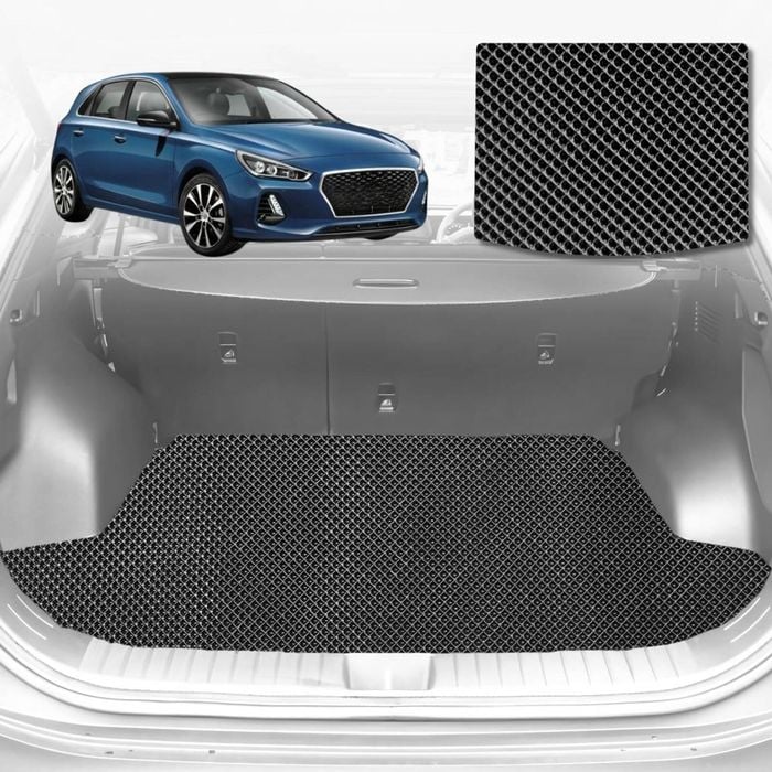6D Diamond Car Boot Mat for Hyundai i30 (Sedan)2017-Current-Cargo Mat-Black-Outback GT