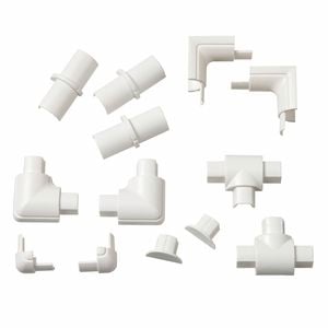 D-Line 16 x 08mm White 13 Piece Smooth Fit Cable Cover Accessories Bends Connectors Endcaps
