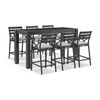 Hugo Rectangle Bar Table 6 Kansas Bar Stools Charcoal & Denim Grey Cushions