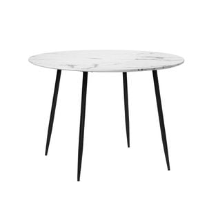 Oikiture 110cm Dining Table Round Metal White&Black
