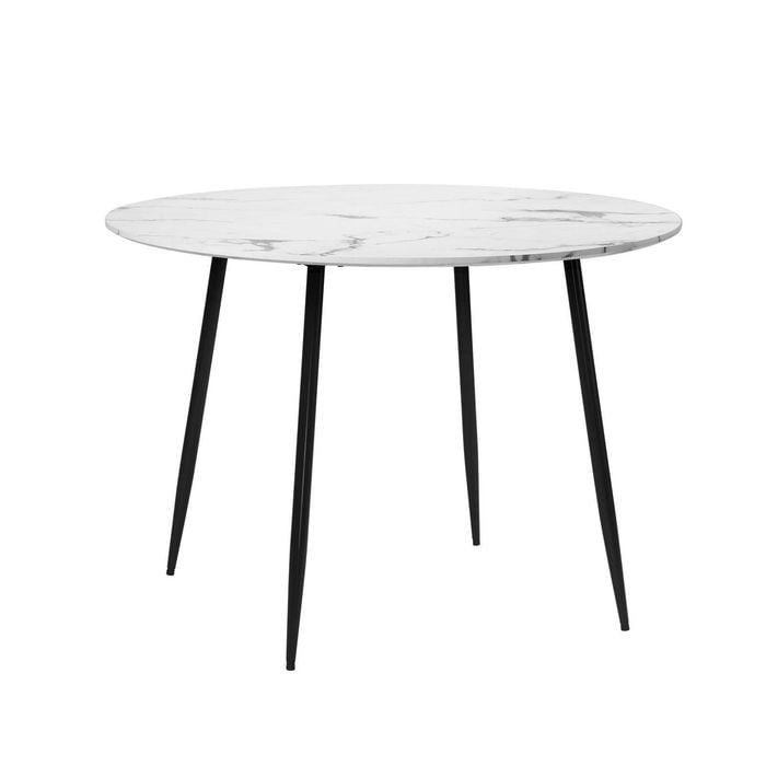 Oikiture 110cm Dining Table Round Metal White&Black