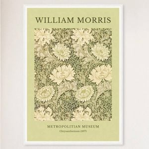 Galrie William Morris Chrysanthemum Print from the Metropolitan Museum Timeless (1877), White Frame, 70 x 100cm (28 x 40inch)