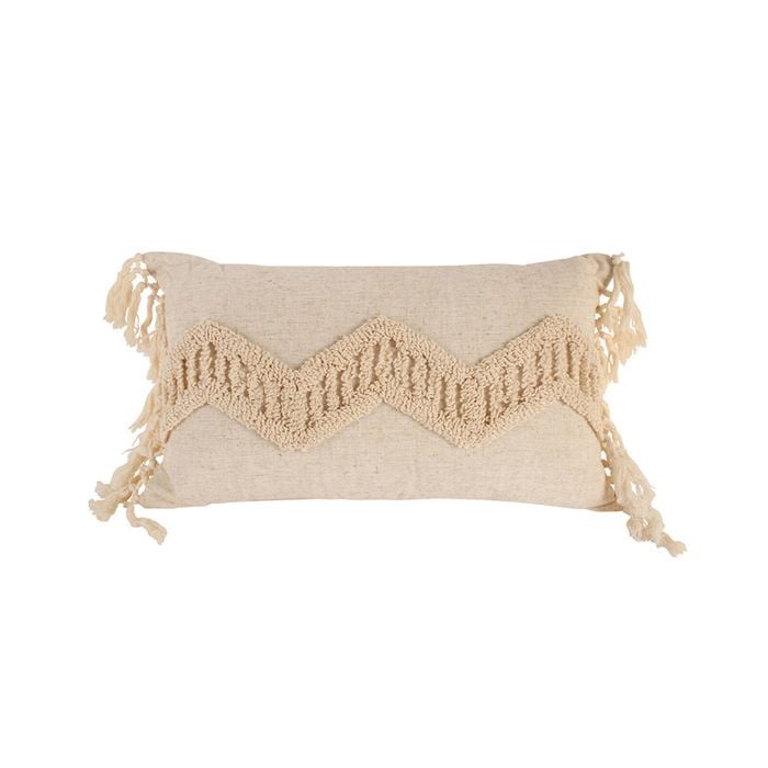 Maine & Crawford Kylen 50x30cm Fringed Cushion - Beige