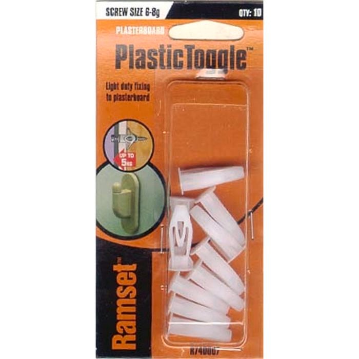 Ramset Toggle Plastic 10-12mm 10pk R740007