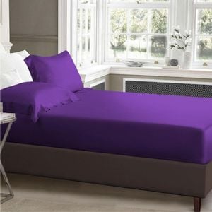 Luxor Queen Purple 1000TC Silk Silky Feel Satin Fitted Sheet+Pillowcase