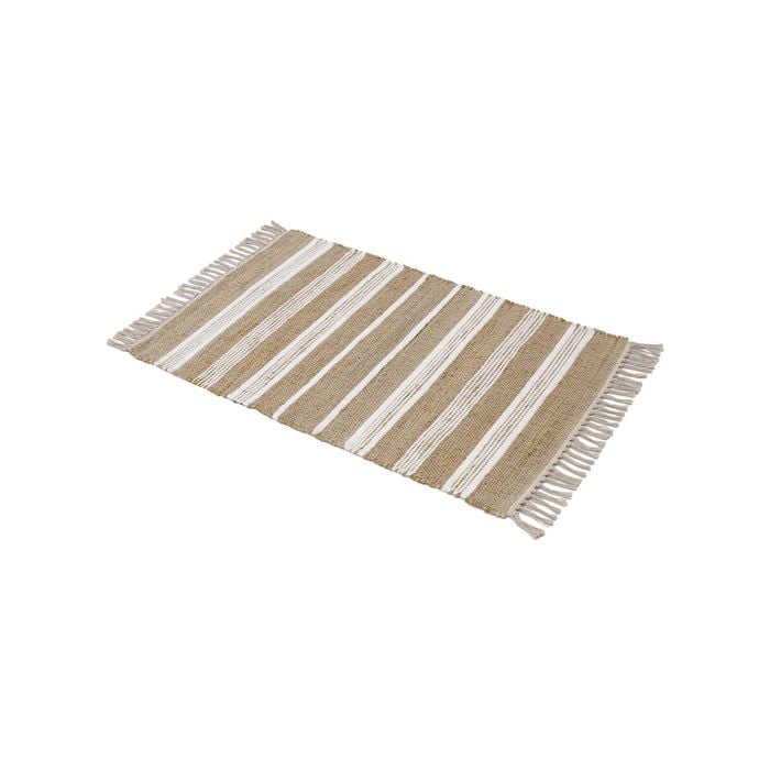 Trekka 90 x 60cm White Stripe Dune Jute and Cotton Mat
