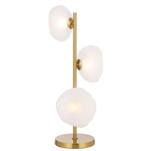 Telbix Zecca Contemporary Table Desk Lamp Light Metal Glass Antique Gold Frost Frosted