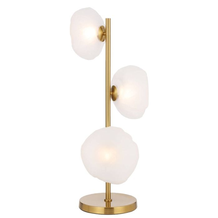 Telbix Zecca Contemporary Table Desk Lamp Light Metal Glass Antique Gold Frost Frosted