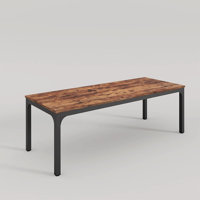 OAKORY 200cm Home Office Computer Desk Two Person Metal Frame Rustic Brown & Black