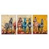 3pcs A Group of Whimsical Zebras Colorful Print 100% Australian Made 3 x 40x60cm (Metal Print)