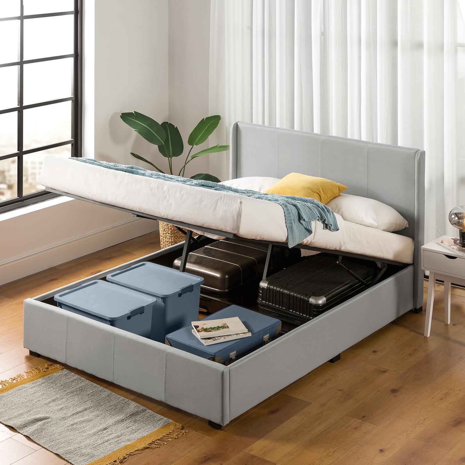 Queen bed base with gas lift storage discount