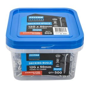 Titan 12G x 50mm 304 Stainless Steel Decking Bugle - 500 Pack