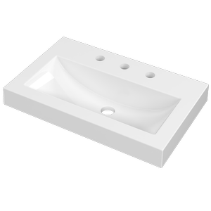 Timberline 600mm White Gloss 3TH Grand Ensuite Wall Basin Centre Bowl