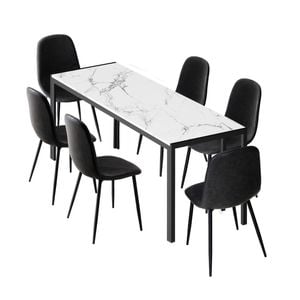 Oikiture 1.4m Dining Table and Chairs 6-Seater Kitchen Furniture Set