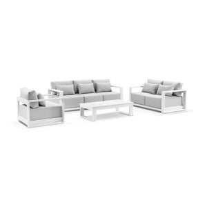 Whitehaven 6pc Seat Lounge Santorini Coffee Table White & Olefin Grey Cushions