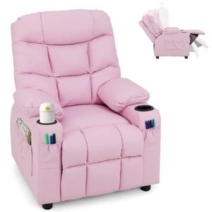 Costway Kids Recliner Chair Adjustable PU Leather Armchair Sofa