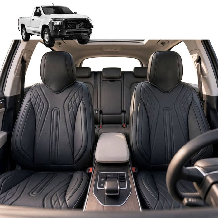 Australian Goose Front Seat Covers for Mitsubishi Triton Single Cab 2015 - 2023 (MQ MR) - PU Leather, Black (2pc)