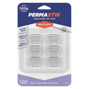 Permastik Large Clear Cord Clips - 6 Pack