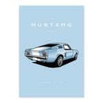 Ford Mustang Fastback - Light Blue A1 Poster Print