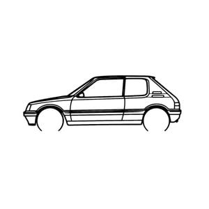 Ignite Laser Peugeot 205 GTI Silhouette Metal Wall Art Coated Black 23.6inch/60cm