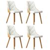Oikiture 4x Dining Chairs Wooden Chair Kitchen Cafe Faux Leather Padded White