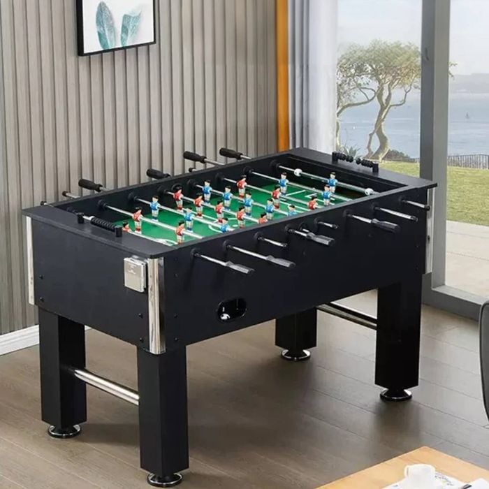 TOPONE 5FT Foosball Soccer Table With Solid Steel Rods Black Frame - Black