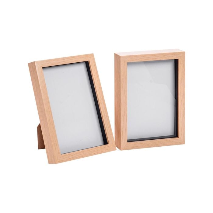 Nicola Spring Shadow Box Frames - A5 (6 x 8") - Light Wood - Pack of 2