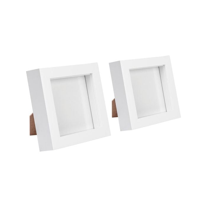 Nicola Spring 3D Box Photo Frames - 4" x 4" - White - Pack of 2